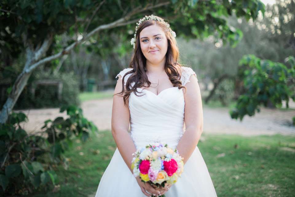 Portrait photo of the bride at her Noosa Wedding.