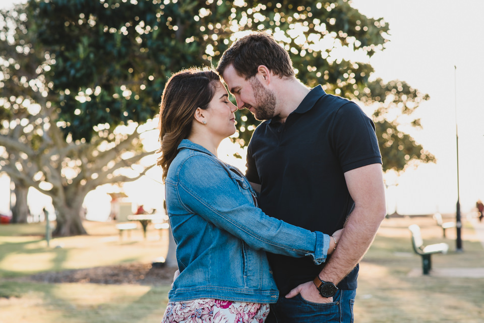 Alex and Sam at Wellington Point, Brisbane, for their engagement shoot with Lionheart Photography.