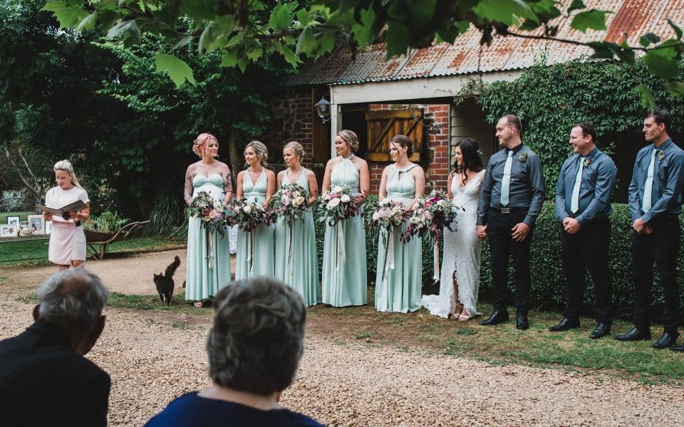 The bridal party, Quirindi Stables wedding ceremony.